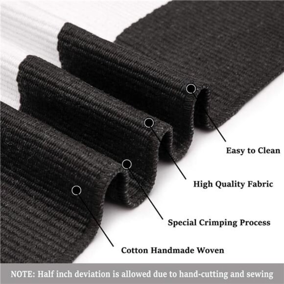 Black and White Area Rug 27.5x43 Inches Striped Front Door Rug Cotton Washable - Picture 4 of 7